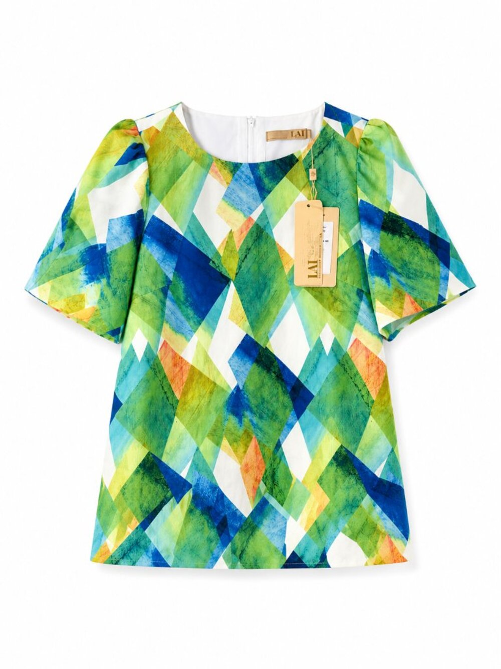 Colorful Geometric Print Blouse